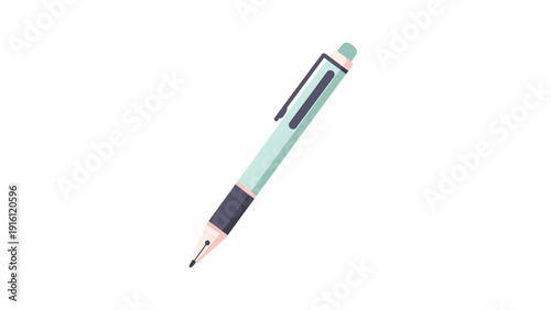 Minimalist ballpoint pen design with pastel colors on white background