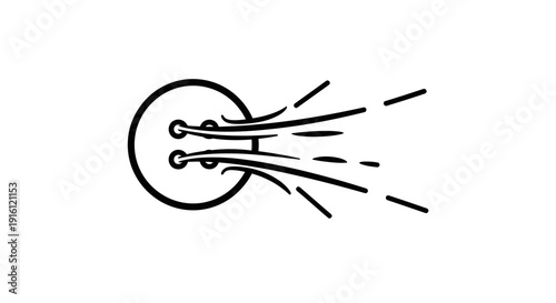 Abstract concept of air flow through a button, representing ventilation or filtration