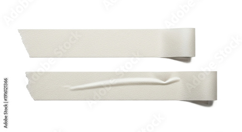 White paper tape roll and strip mockup isolated on transparent background