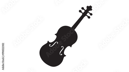 Violin Silhouette in Simple Modern Style with Black Color on White Background for Music Education