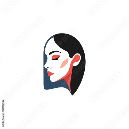 Illustration of a woman's face with elements, showcasing beauty and elegance
