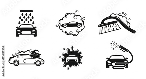 Car Wash Graphics and Illustrations Set.