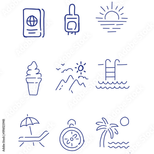 travel icons set