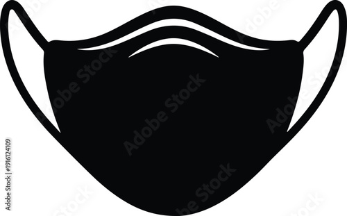silhouette black medical face mask for respiratory health safety protection vector design