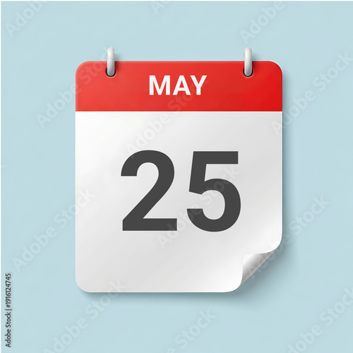 A calendar page showing the date May 25 on a light blue background