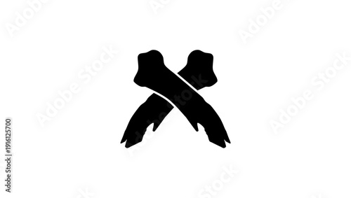 pig trotter symbol, black isolated silhouette