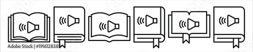audio book icon set illustration on white background