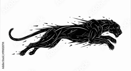 Dynamic Black Panther illustration with abstract motion effect.