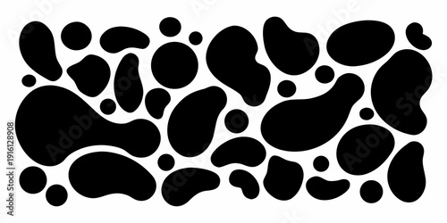 Abstract black spots on a white background resembling a pattern