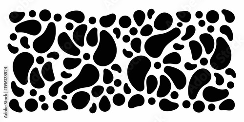 Abstract black and white pattern resembling animal spots or organic shapes