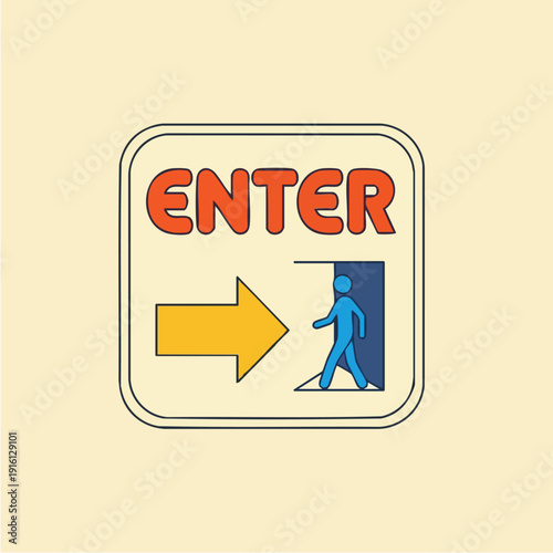 Enter Sign with Arrow and Person Icon.