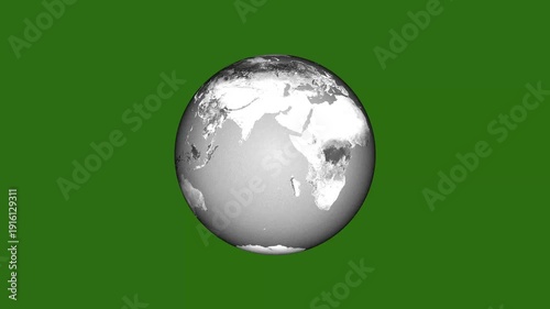 Gray 3 D Earth Globe Isolated on Green Background with Focus on Asia Australia and New Zealand 3D globe