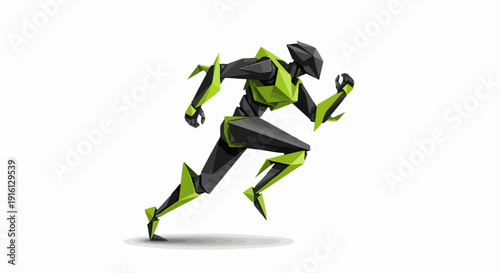 Futuristic Robot Runner in Dynamic Motion Pose.