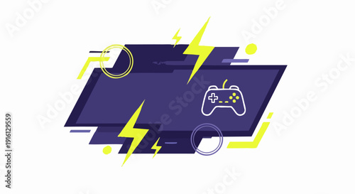 Gaming Controller with Lightning Bolts and Abstract Shapes.