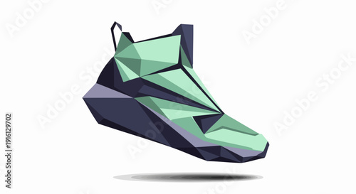 Geometric Polygonal Sneaker Design Futuristic Footwear Art.