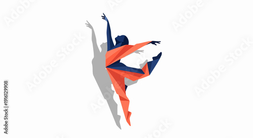 Graceful Dancer in Mid-Leap with Vibrant Costume.