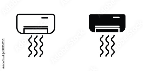 Air conditioner icon in doodles flat and line stroke pack