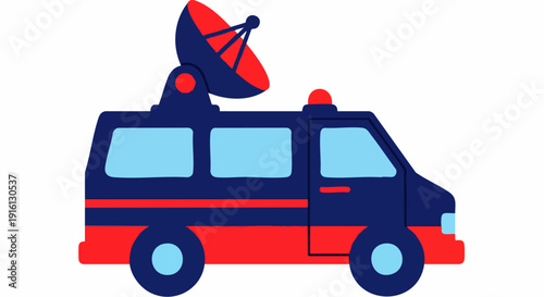 Illustration of a satellite news van with dish antenna.