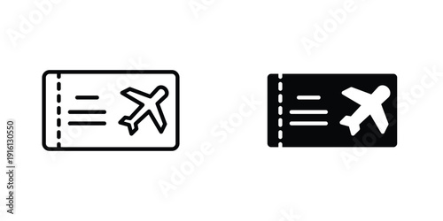 Air tickets icon in doodles flat and line stroke pack