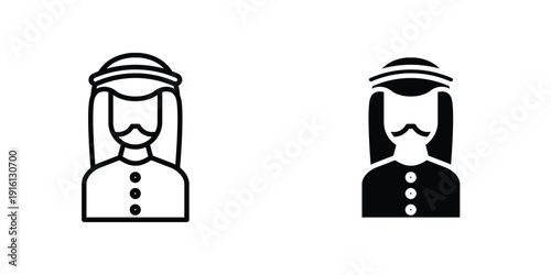 Arabic man icon in doodles flat and line stroke pack