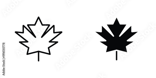 Autumn leaf canadian icon in doodles flat and line stroke pack