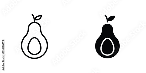 Avocado icon in doodles flat and line stroke pack