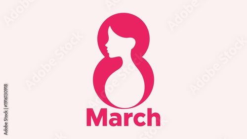 March 8 International Womens Day Woman Silhouette Pink Vector Illustration
