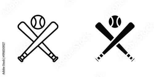 Baseball icon in doodles flat and line stroke pack