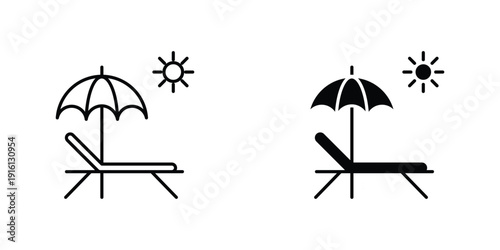 Beach chair icon in doodles flat and line stroke pack