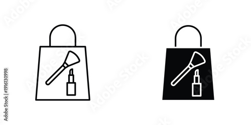 Beauty shopping icon in doodles flat and line stroke pack