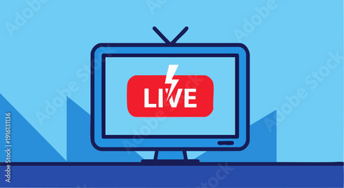 Live Television Broadcast Icon with Lightning Bolt Symbol.
