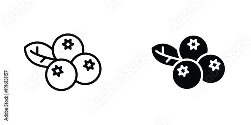 Blueberry icon in doodles flat and line stroke pack