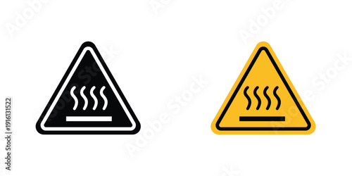 Caution hot surface sign in doodles flat and line stroke pack
