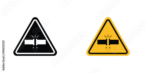 Caution safety leak of water or chemical material sign in doodles flat and line stroke pack