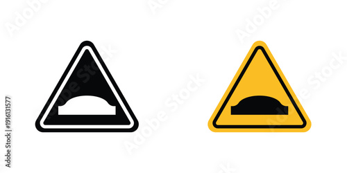Caution speed Ramps sign in doodles flat and line stroke pack
