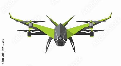 Modern Futuristic Drone with Camera and Propellers.