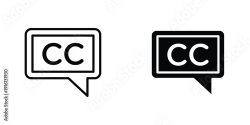 Closed caption icon in doodles flat and line stroke pack