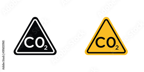 CO2 warning sign in doodles flat and line stroke pack