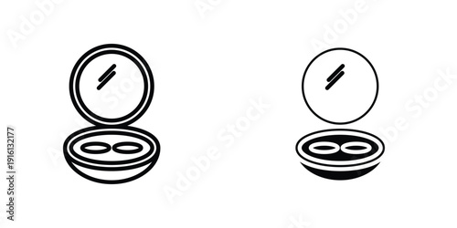 Cosmetic powder with mirror icon in doodles flat and line stroke pack