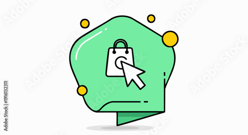 Online Shopping Bag Cursor Click Icon Graphic.