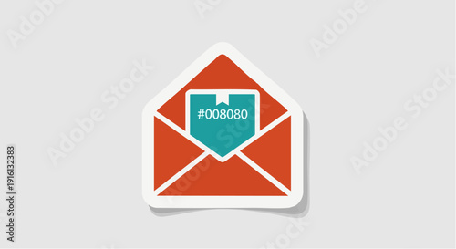 Open Envelope with Package Icon and Hashtag Symbol.