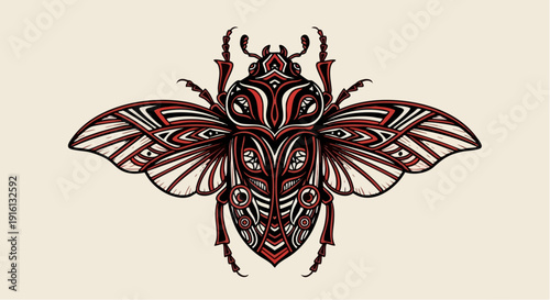 Ornate Stylized Beetle Insect with Intricate Patterns.