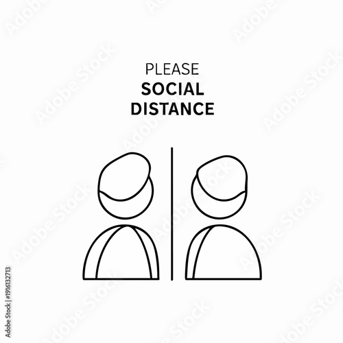 Please Social Distance Graphic with Two People Icons.