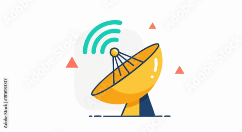 Satellite Dish Broadcasting Signal Technology Concept.
