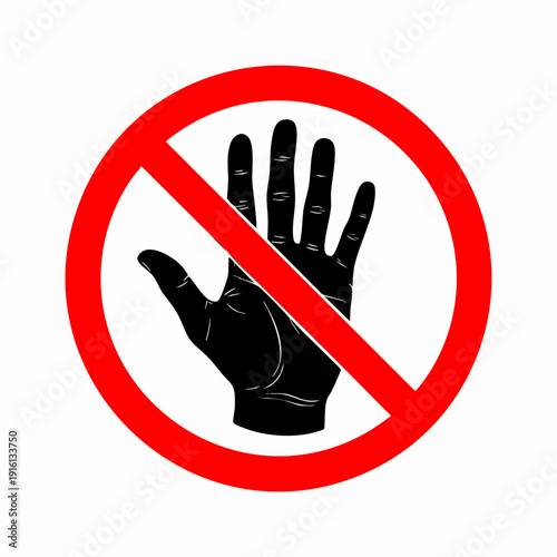 Stop Hand Gesture Prohibition Sign Icon.