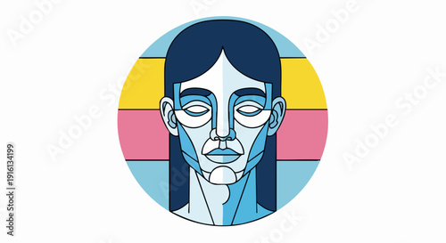 Stylized Portrait of a Person with Geometric Features.