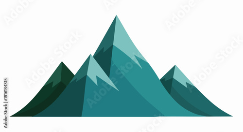 Stylized Teal Mountain Peaks Landscape Illustration.