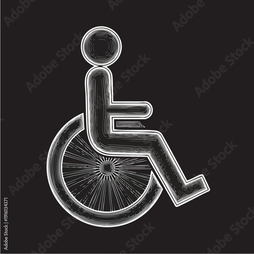 Stylized Wheelchair Icon with Person Silhouette.