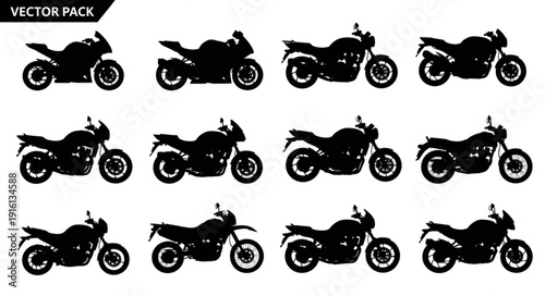 Collection of Motorcycle Silhouettes Vector Pack.