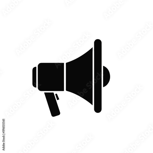 Black Megaphone Icon on White Background.